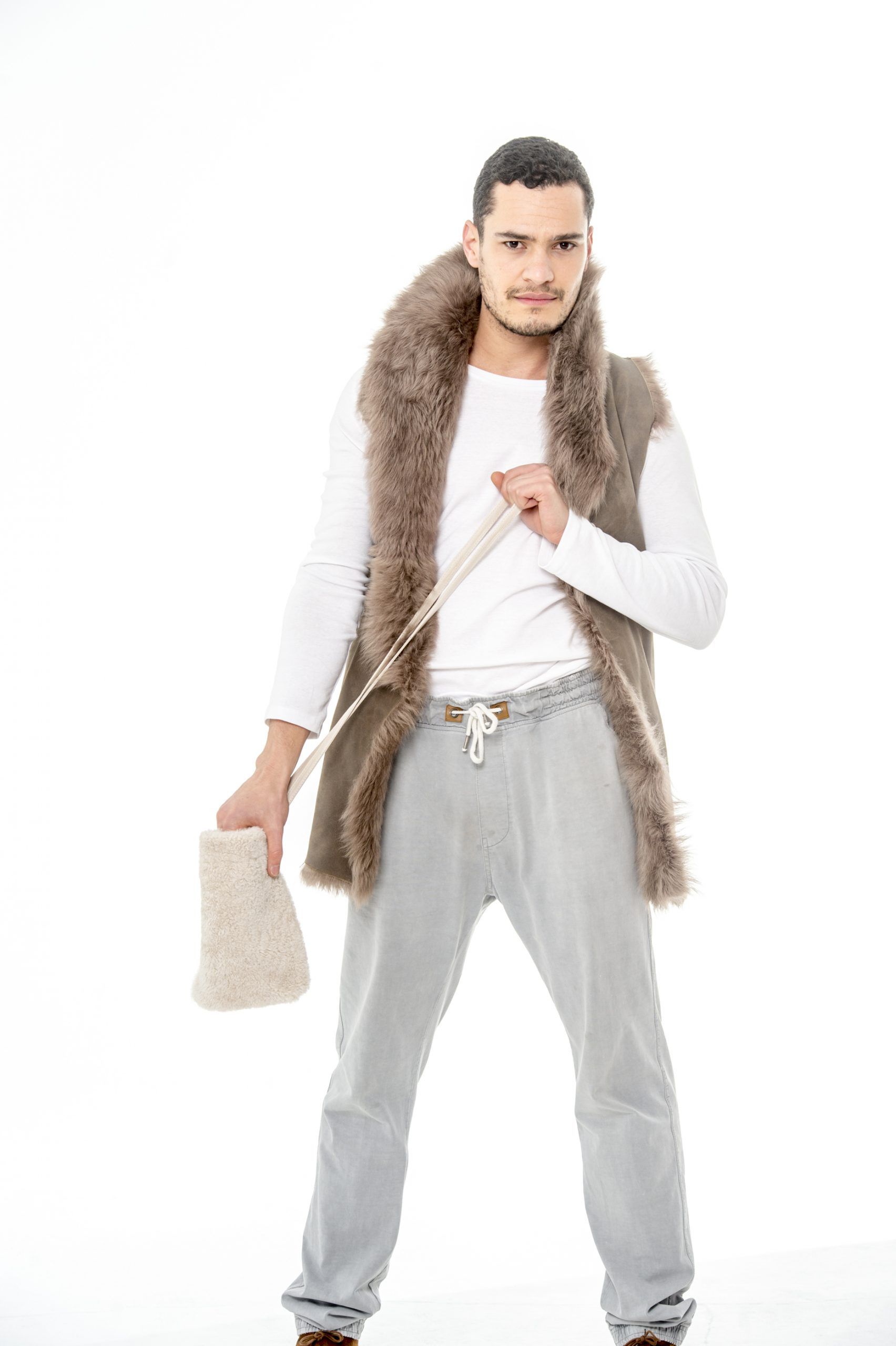 bolso piel pelo rizado