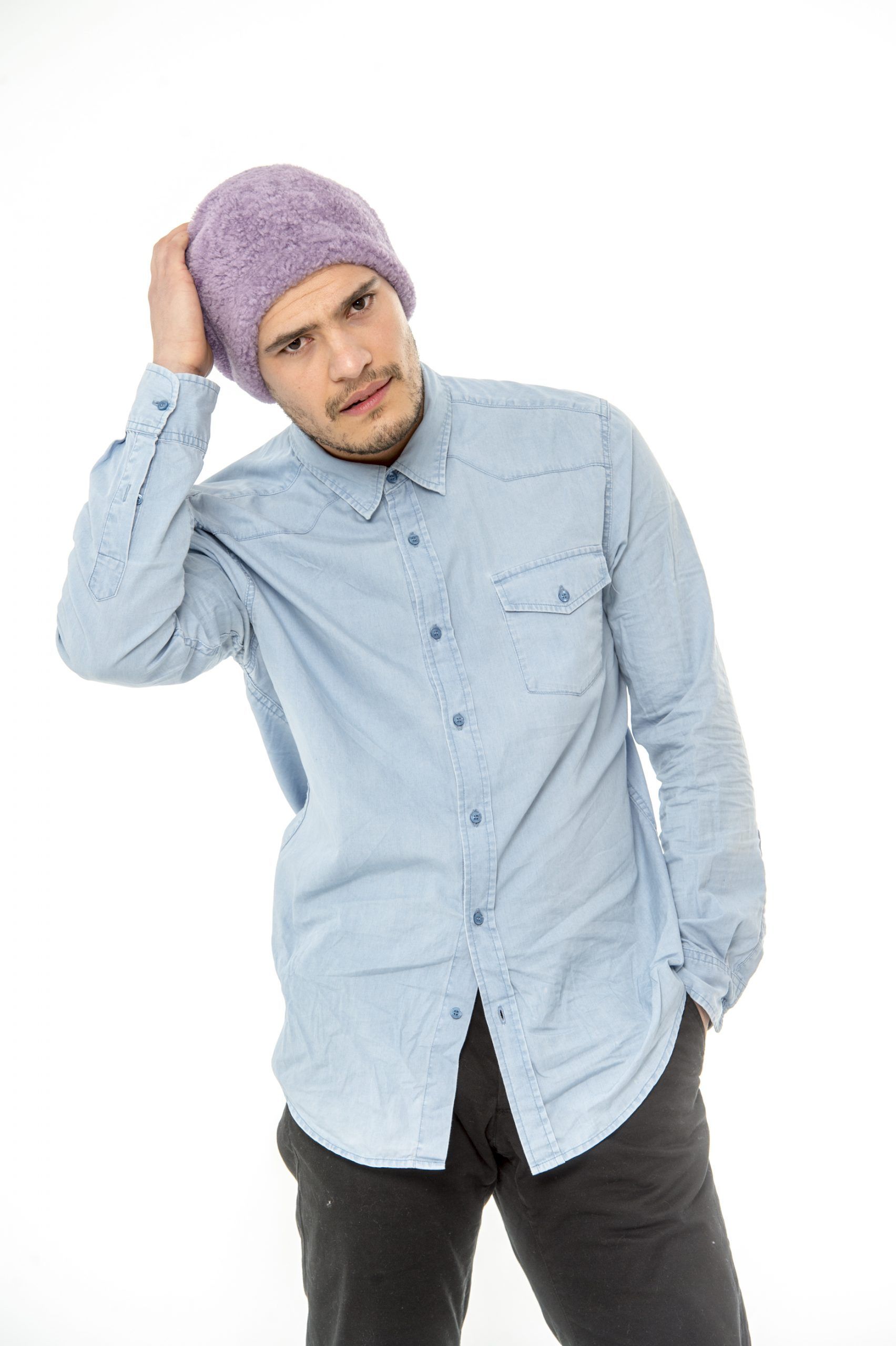 gorro hippy piel pelo rizo